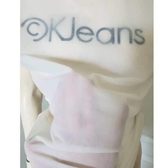 Vintage Calvin Klein White Sheer Tshirt LARGE Rare - Picture 3 of 8
